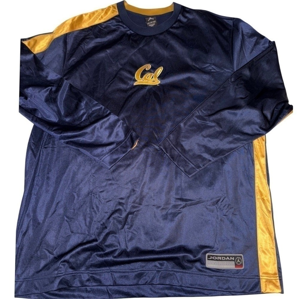 Jordan Cal Bears Long Sleeve Shirt Mens XXL Navy Gold NCAA Berkeley Jumpman